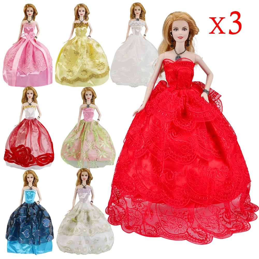 3 шт. высококачественные модные платья ручной работы наряд для куклы барби
