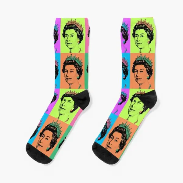 Queen Elizabeth Ii England  Crew Socks Pattern Mens Comfortable Women Breathable Cotton Short Sports Autumn Ladies Unisex Girls