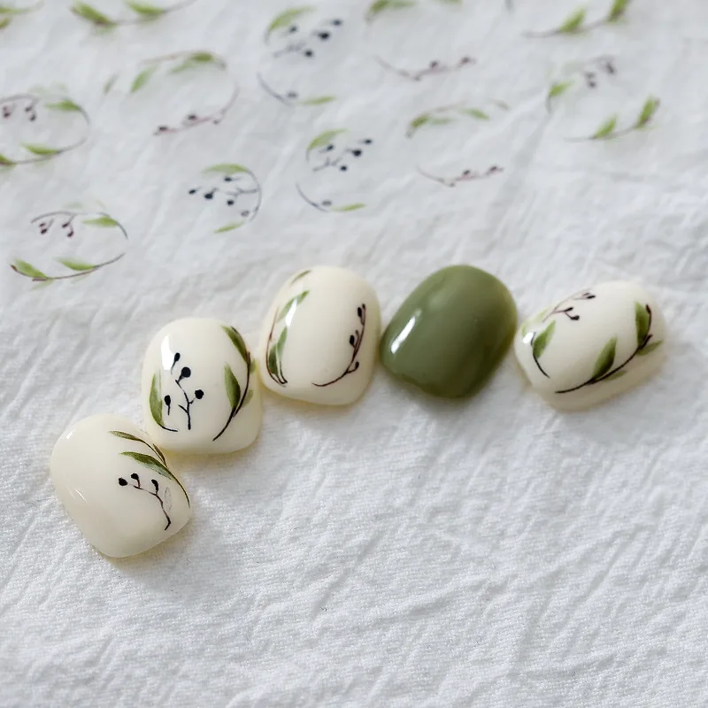 

1 лист 3D зеленые листья ветви самоклеящиеся наклейки для дизайна ногтей 5D мягкие рельефы искусственные ногти оптом Прямая поставка