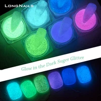 1jar night club suger powder glow in the dark glitter 6color dipping 0 2 0 6mm manicure diy luminous flashing nail glitter 2021d