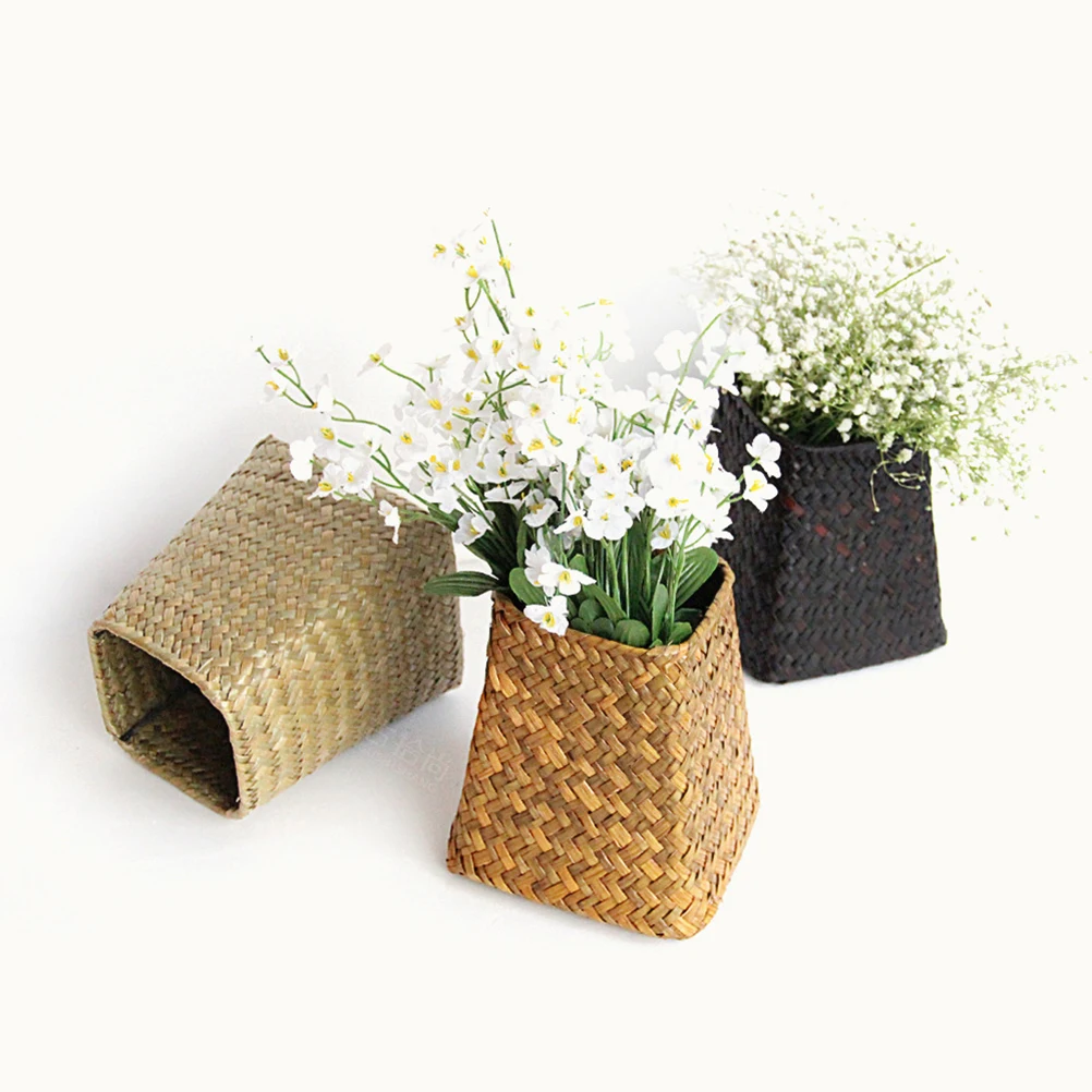 Корзина для хранения из морских водорослей ручной работы корзина сухих цветов