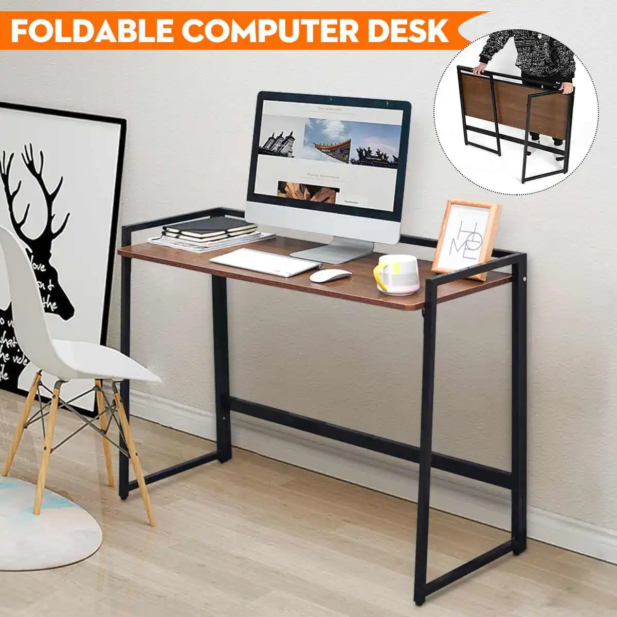 

Складной письменный стол, современный прочный офисный стол, столик для ноутбука, учебный стол, для дома, спальни, офисная Рабочая станция