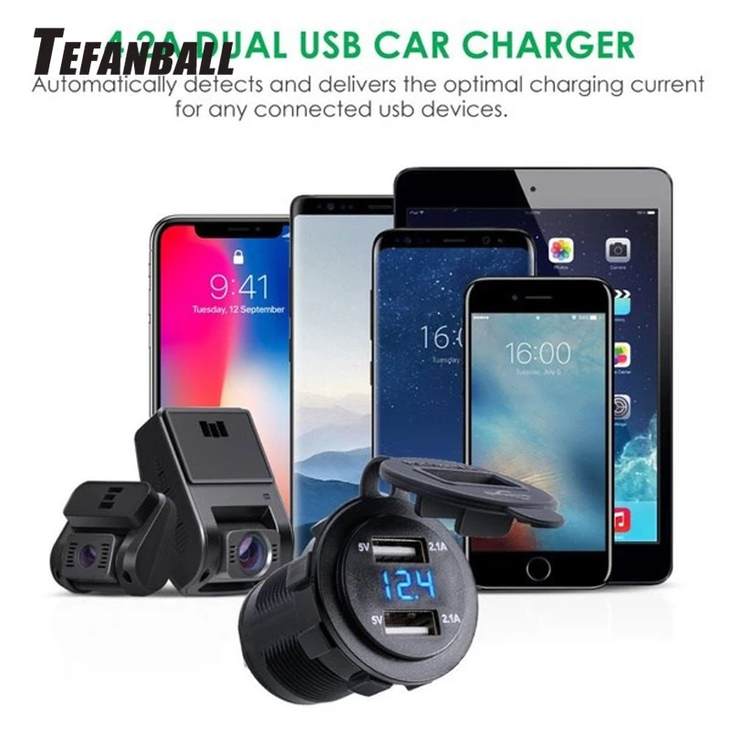 Автомобильный Разветвитель для сигаресветильник и мотоциклов 12-24 В 2 порта USB 5 4 А