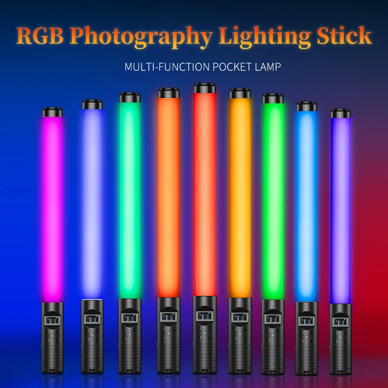 RGB Colorful LED Stick Fill Light Handheld 10W 3000K-6500K LED Flash Light stick Speedlight Photographic Lighting