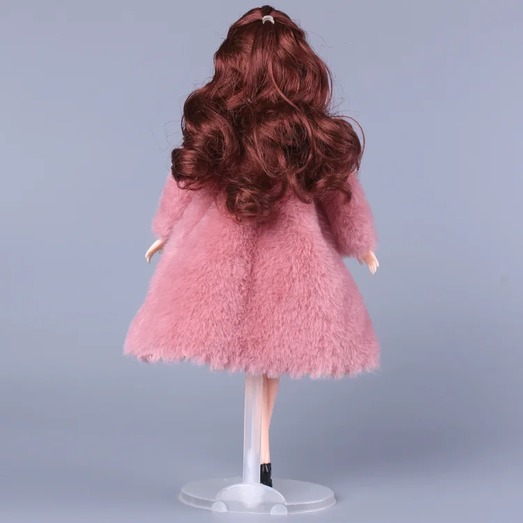 Кукольное пальто ручной работы платье мех для куклы зимняя одежда меховое наряд