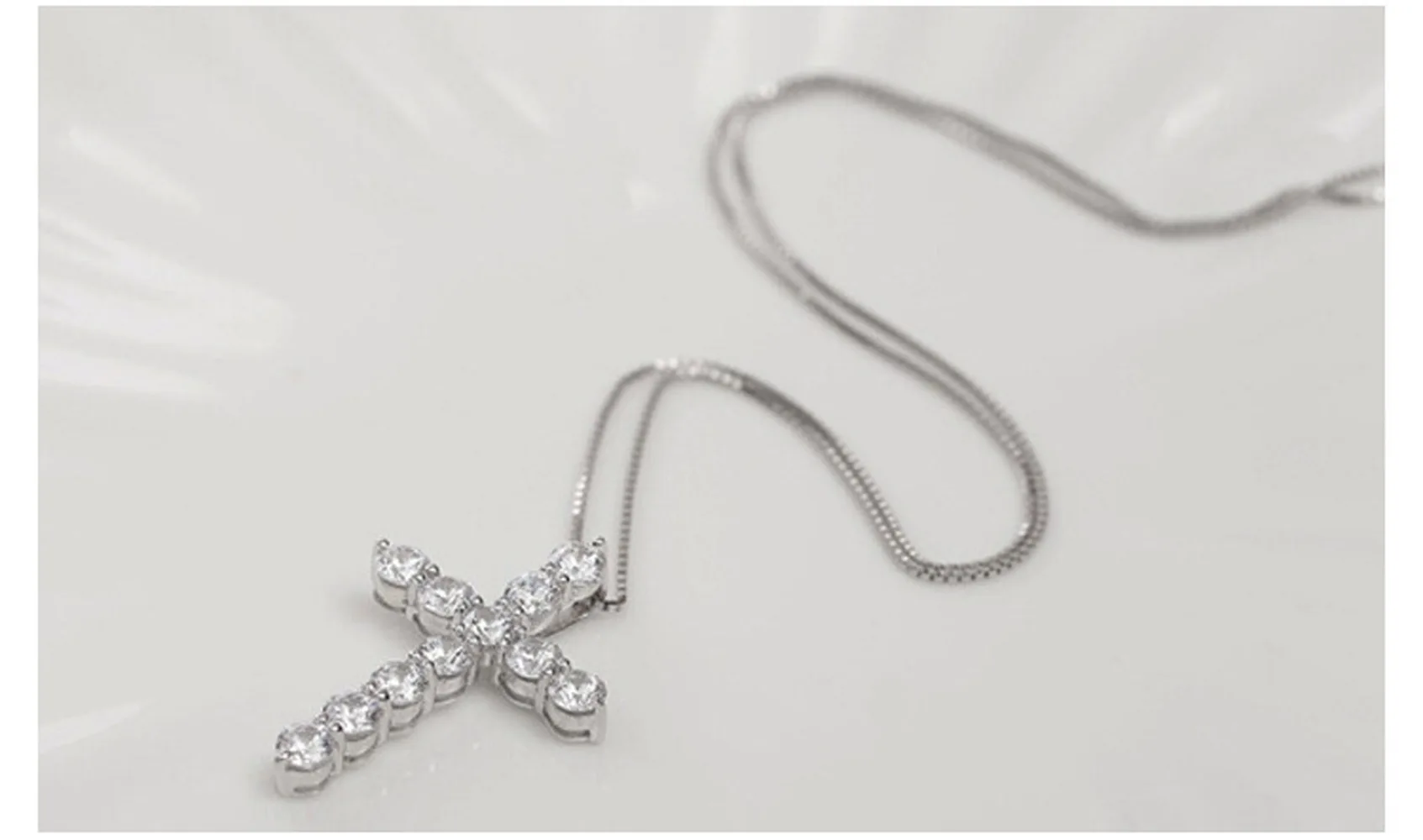 

silver color necklace jewelry women wedding fashion Cross crystal Zircon stone pendant Christmas