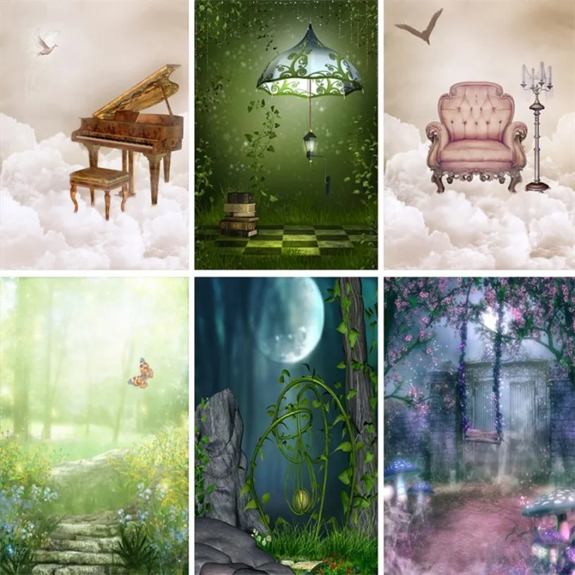 Nitree виниловый Фото Студия фотография фон мультфильм джунгли пианино диван Луна