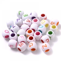 50pcs mixed white acrylic letter bucket beads with color letters loose spacer beads for jewelry making diy bracelet necklace
