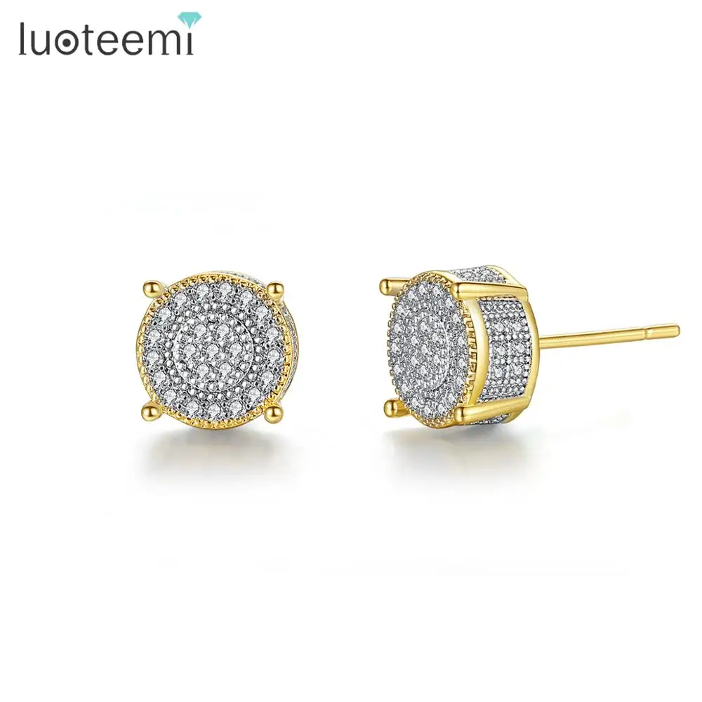 Круглые серьги гвоздики LUOTEEMI классического дизайна для женщин и девушек
