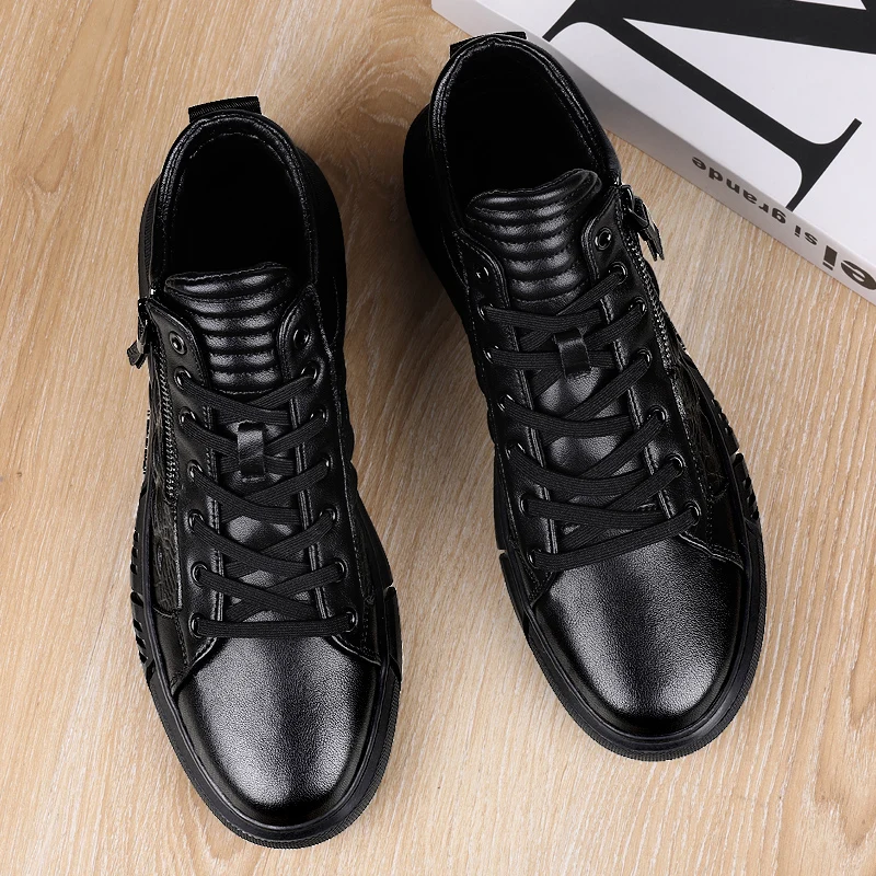 Murah Merek Kualitas Tinggi Kulit Asli Pria Skateboard Sepatu Semata Kaki Pria Nyaman Kasual Sepatu Mewah Sepatu Pria