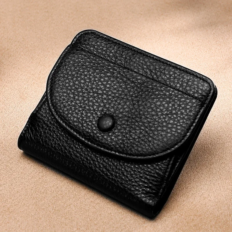 Unisex Genuine Leather Wallet Mini Coin Purse Brand Designer Women And Men Leather Wallet Small Coin Pocket Money Change Bag images - 6
