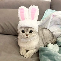 funny easter cute plush costume easter cap bunny headdress rabbit hat with ears for cats and small dogs hat pet products 2021