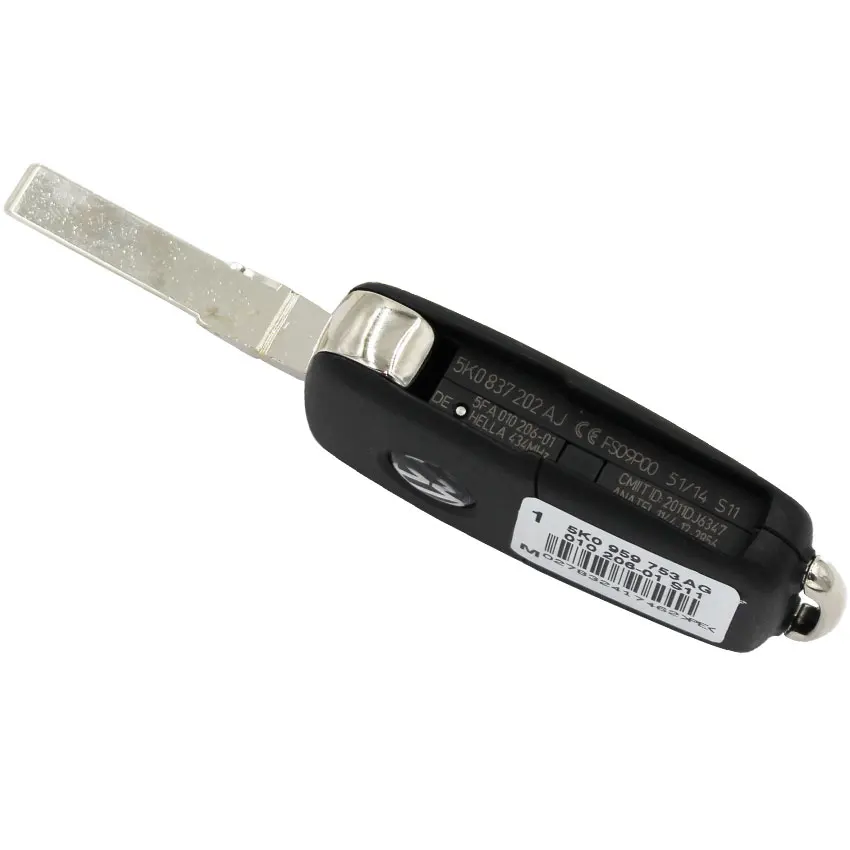 Брелок дистанционного управления с 3 кнопками 434 МГц чип ID48 5K0837202AJ 5K0 837 202 AJ для VW