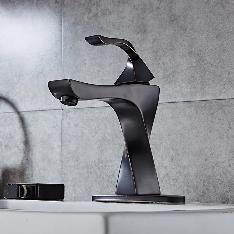 Смеситель для ванной в стиле ретро черный латунный кран раковины с креплением на