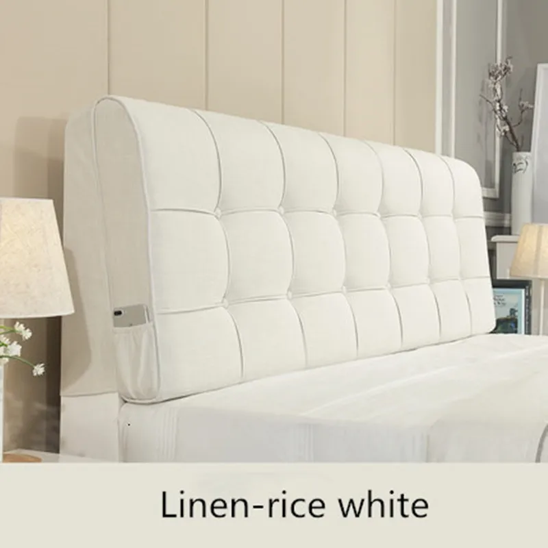 Linen rice white Изголовье подушки могут быть настроены моющиеся ткани твердой древесины кровать задняя доска мягкий пакет чехол на спинку кровати - Цвет: Linen rice white