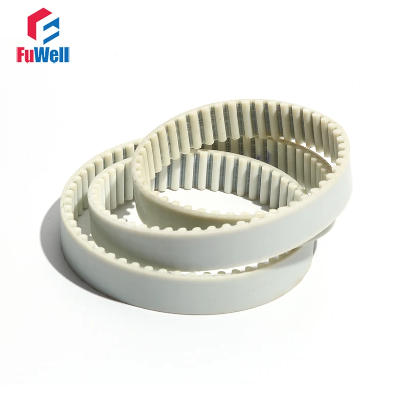 HTD5M Polyurethane Closed Loop Timing Belt 15/20/25/30mm Width Toothed Belt 5M-875/880/885/890/895/900 White PU Gear Pulley Belt