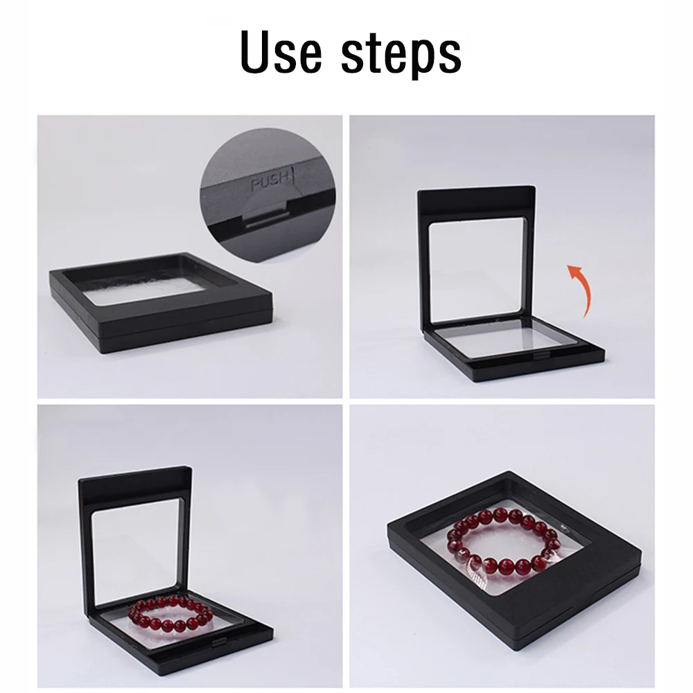 

1pcs 3d Floating Display Case Stands Holder Dustproof Storage For Pendant Necklace Bracelet Ring Coin Jewelry Earrings Pin