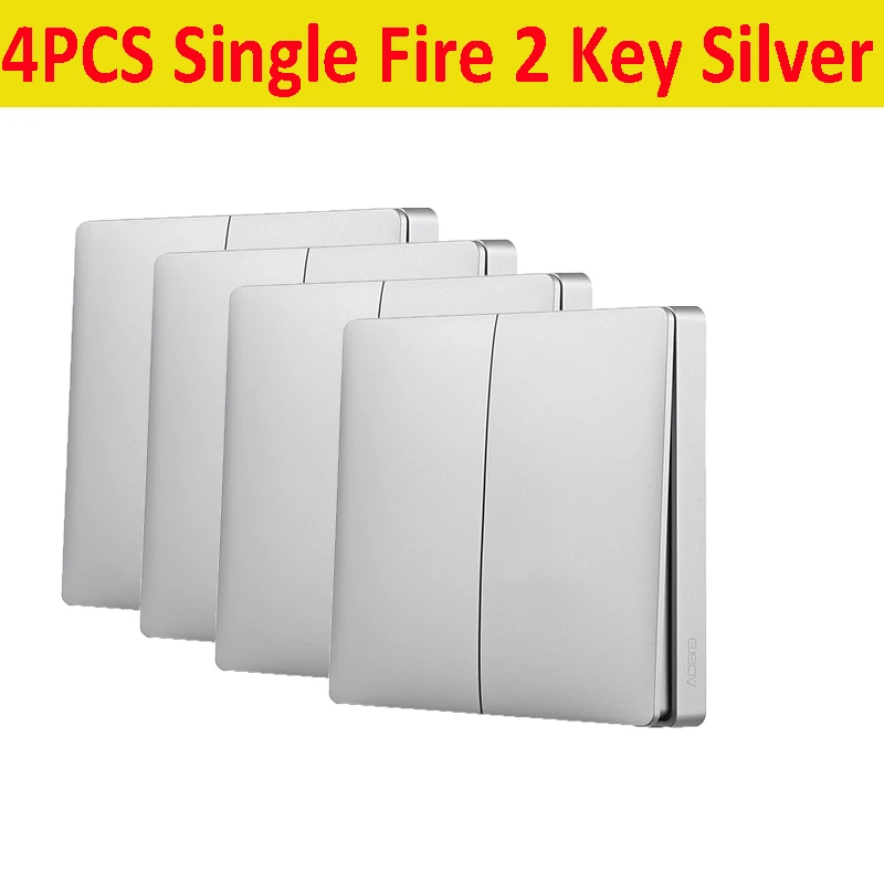 4PCS SingleFire 2key AQara серебристый/Золотой беспроводной умный настенный выключатель одиночный/ноль огонь свет Swich приложение дистанционное управление Интеллектуальный связь умный переключатель - Цвет: 4PCS SingleFire 2key