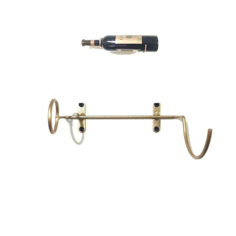 

1-100PCS New Golden Iron Bar Wine Bottles Wall Mounting Display Shelf Bracket Furniture Wine Bottle Hanging Rack Bracket Support