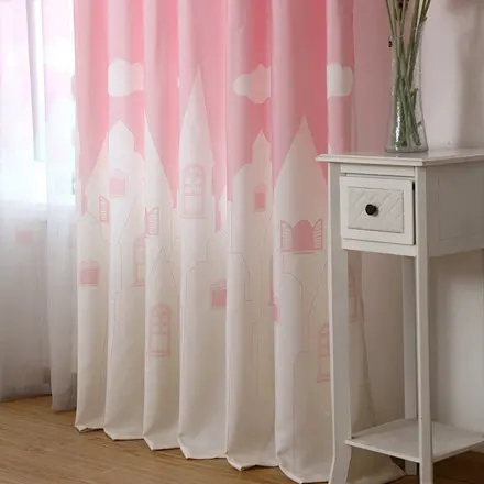 color 2 cloth Шторы с принтом "замок" для спальни, для детей, для принцесс, с мультяшным облаком, нежные, простые, детские, французские, оконные, Cotinas P126C - Цвет: color 2 cloth