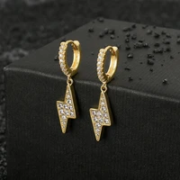 hip hop gold plating earrings cz bling ice out stud earring cubic zironia stone lightning earrings fine jewelry for men women