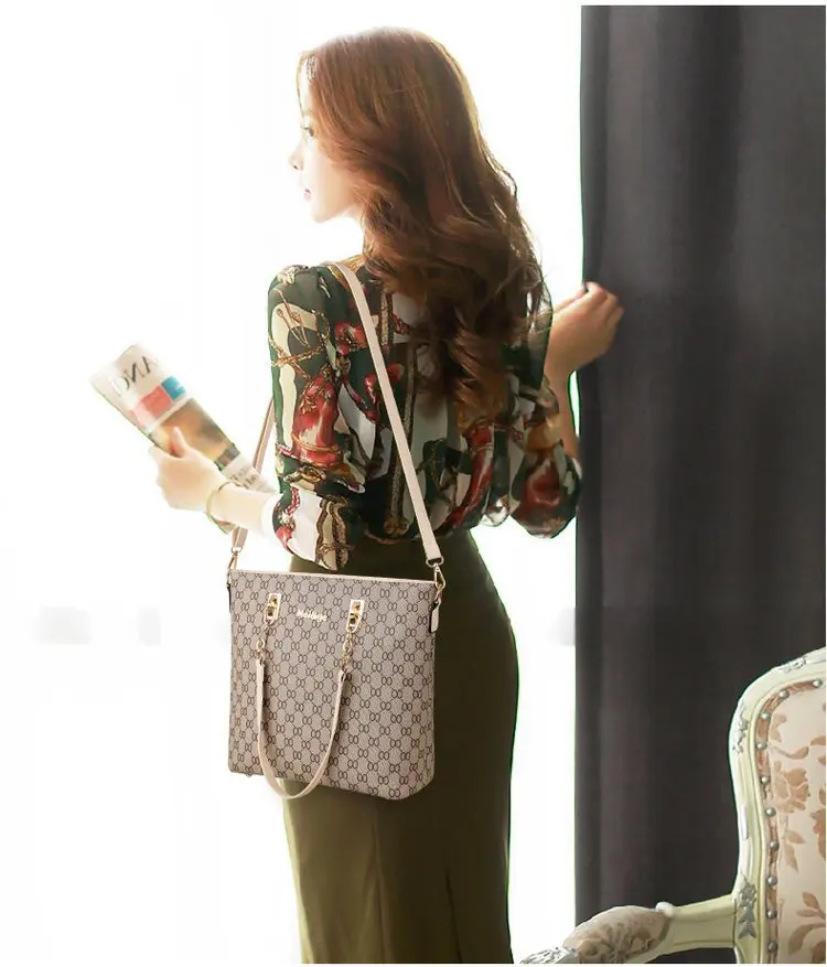 Autumn New Fashion Women's Bag 6 Piece Set Plaid Bag Lady Slung Hand Bag Shoulder Messenger Composite Bag