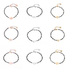 Браслет-цепочка женский из нержавеющей стали, с черными хрустальными бусинами, розовое золото, сердце, звезда, четыре клевера, ювелирные изделия из стали 2020