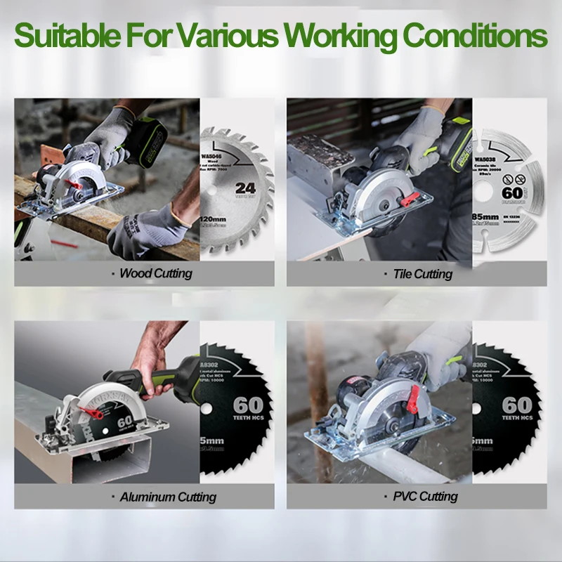 WORX 20V беспроводные циркулярная пила 120 мм WU533/140 WU535 бесщеточный мотор 45 /90 градусов