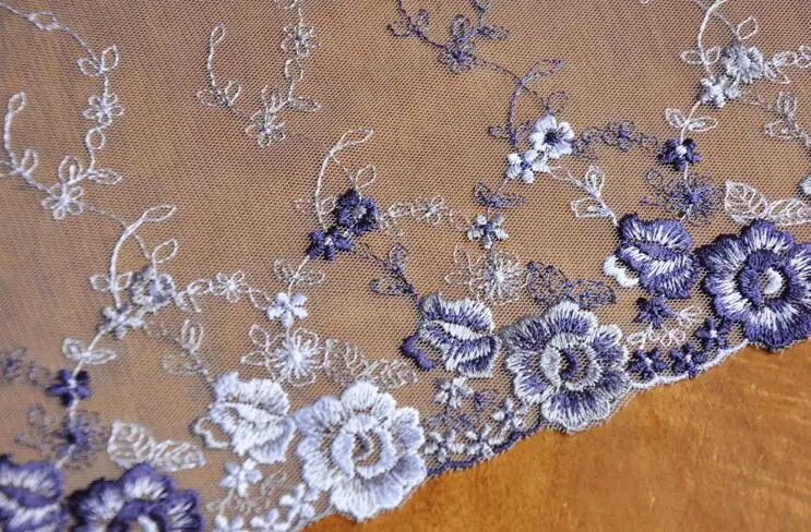 1 метр синяя серия ручной работы DIY аксессуары для одежды Свадебная Цветочная вышивка кружева ткани шторы диван швейная кружевная отделка 20 см