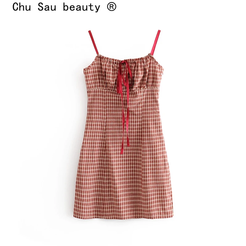 Женское мини платье в клетку Chu Sau beauty миди стиле боггера праздничное комбинация с