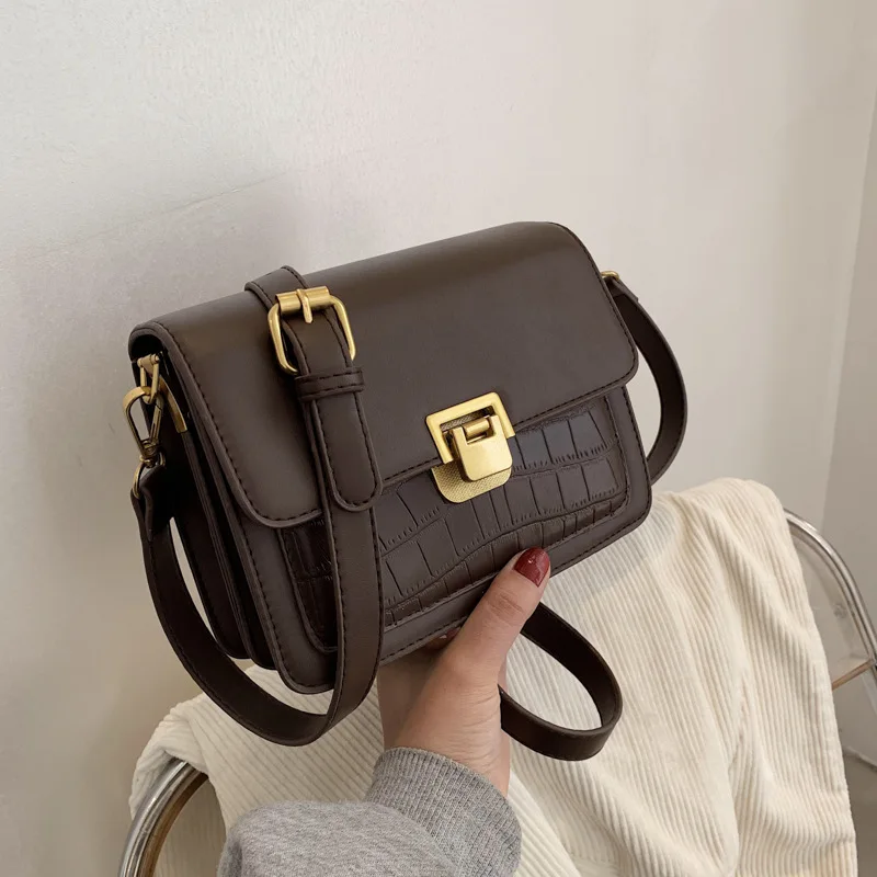 

Bag women 2021 new fashion retro shoulder bag solid color messenger small square bag