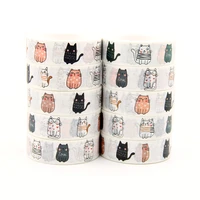 10pcslot 15mm x 10m draw collection funny cute cat doodle cartoon washi tape scrapbook paper masking adhesive washi tape set