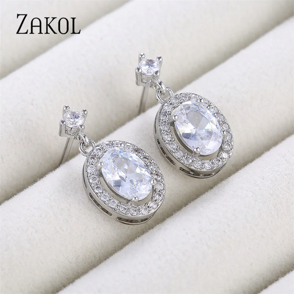 Женские серьги-гвоздики ZAKOL изысканные серьги с кубическим цирконием свадебные