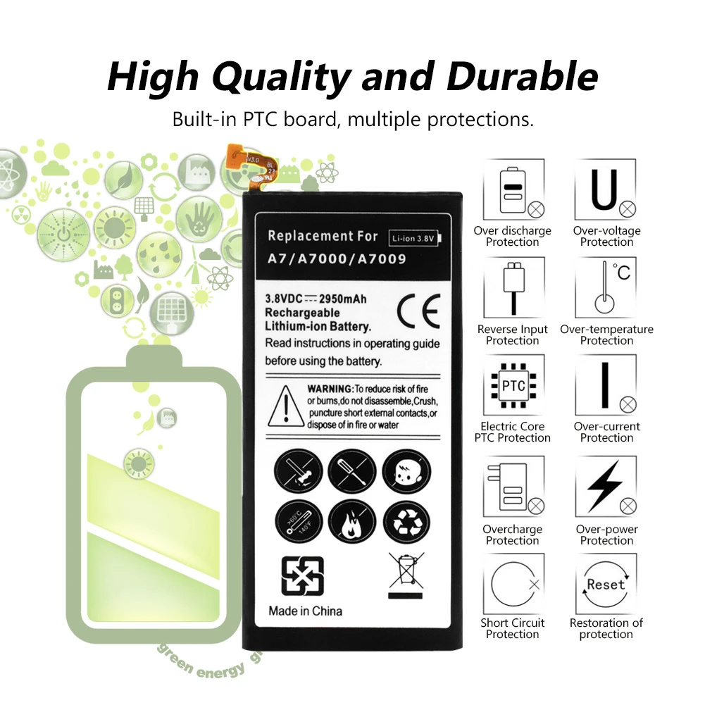 Перезаряжаемый литиевый аккумулятор 2950 мАч для телефона Сменный Samsung Galaxy A7 A7000 A700S