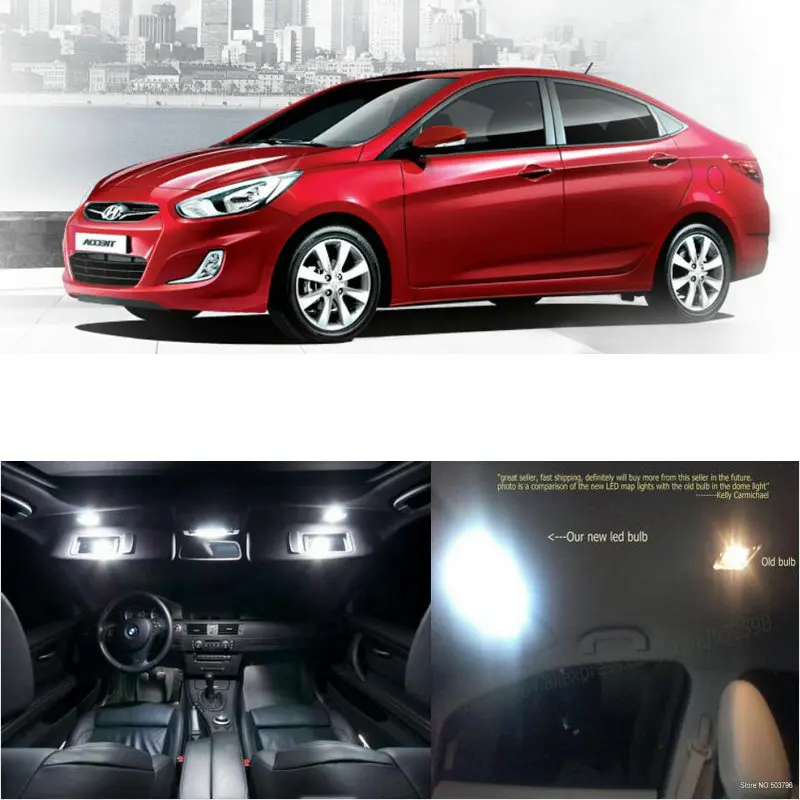

10pc Car Interior Led Light Kit For Hyundai new accent CANBUS Error Free Replacement for Map Dome License Plate Lights Lamps