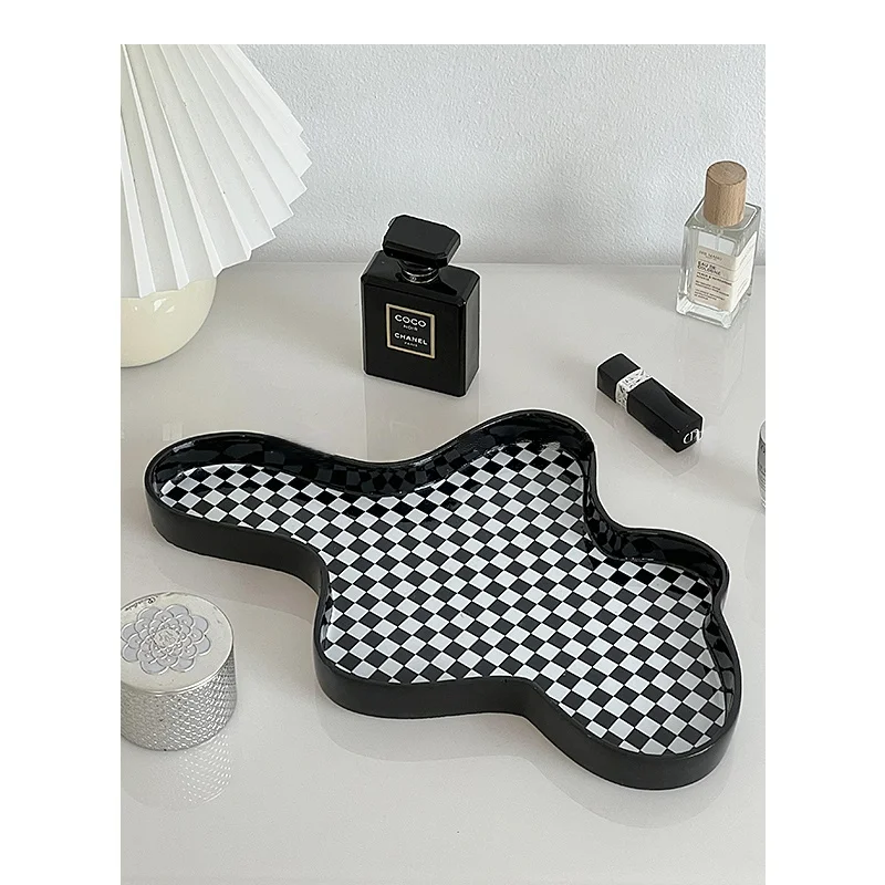 Декоративные черно-белые нестандартные подносы популярная Геометрическая