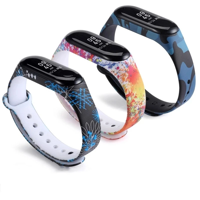 Strap For Xiaomi Mi Band 3 4 5 6 Personalized graffiti style Silicone Wristbands For Xiaomi Band 4 5 3 Bracelet replacement band