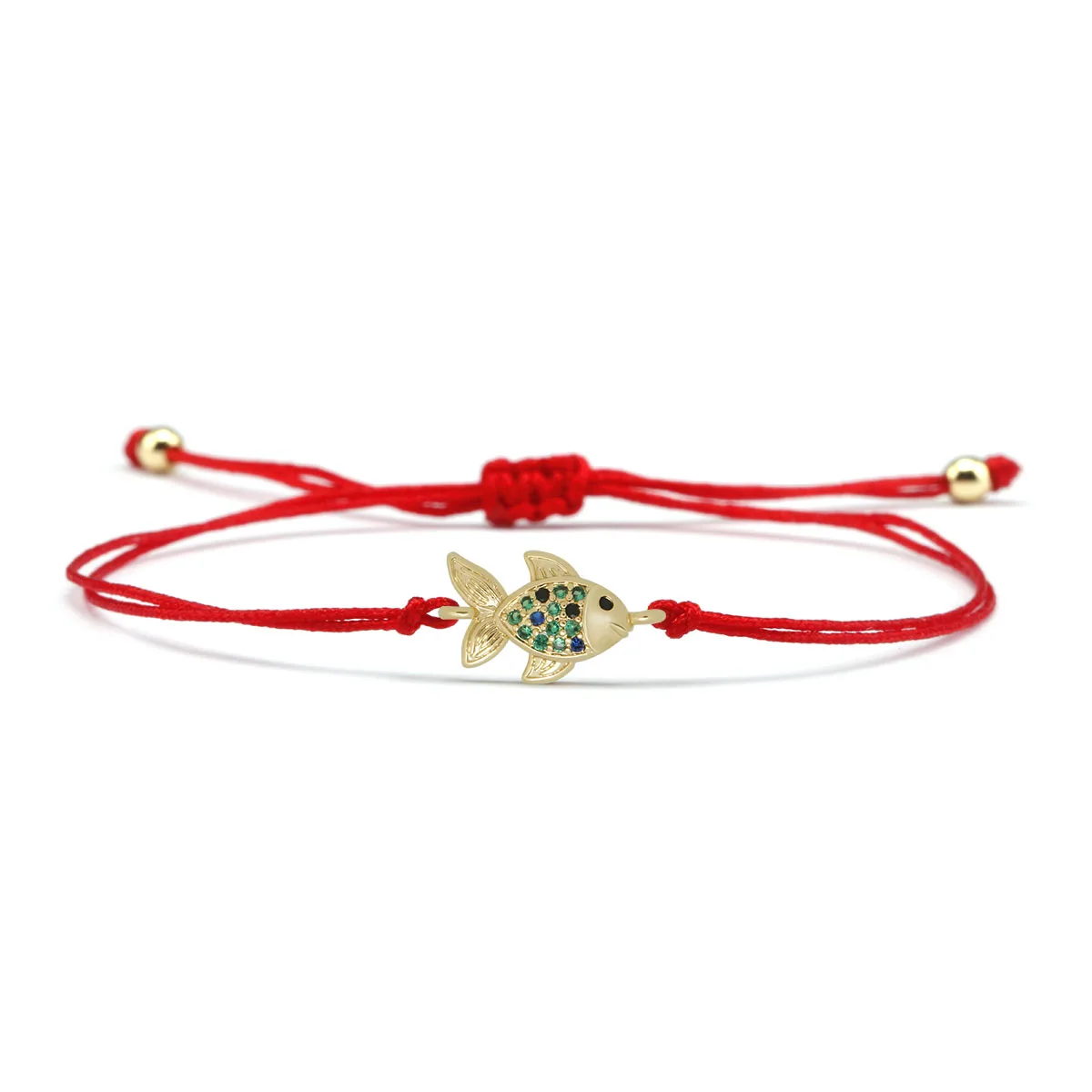

Fashion Gold Plated Insert Zircon Lucky Fish Pendant Bracelet Braided Rope Chain Women Couple Bangle Adjustable Jewelry Present