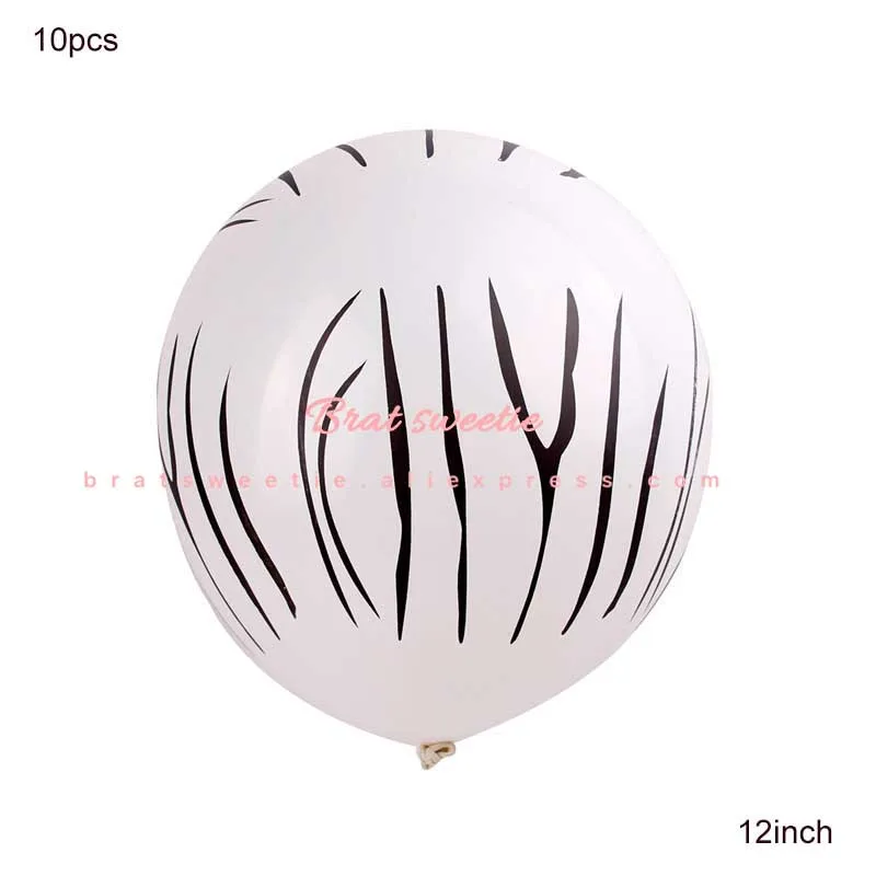10pc 12in zebra Шагающие воздушные шары с животными Милая кошка панда динозавр Тигр Жираф джунгли вечерние детские мальчики девочки декорации с днем рождения воздушные шары - Цвет: 10pc 12in zebra