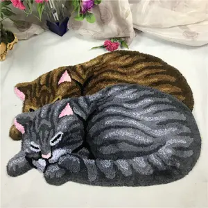 cute cat shape rug anti slip plush hand woven carpet mat living room bedroom bathroom door gray brown cats rugs free global shipping