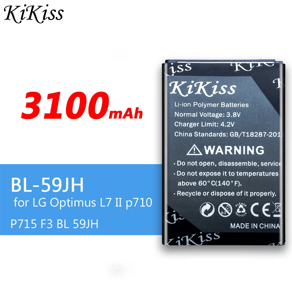 Аккумуляторная батарея KiKiss для телефона LG Optimus L7 II Dual P710 P715 F5 F3 VS870 Ludid2 P703 BL 59JH 3100