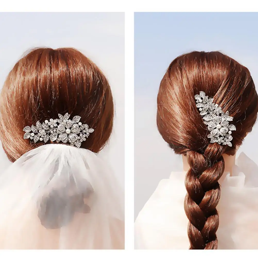 

European And American Retro Alloy Flower Diamond Insert Headwear Plate Highlight Accessories Wedding Comb Comb Hair Women P E2x6