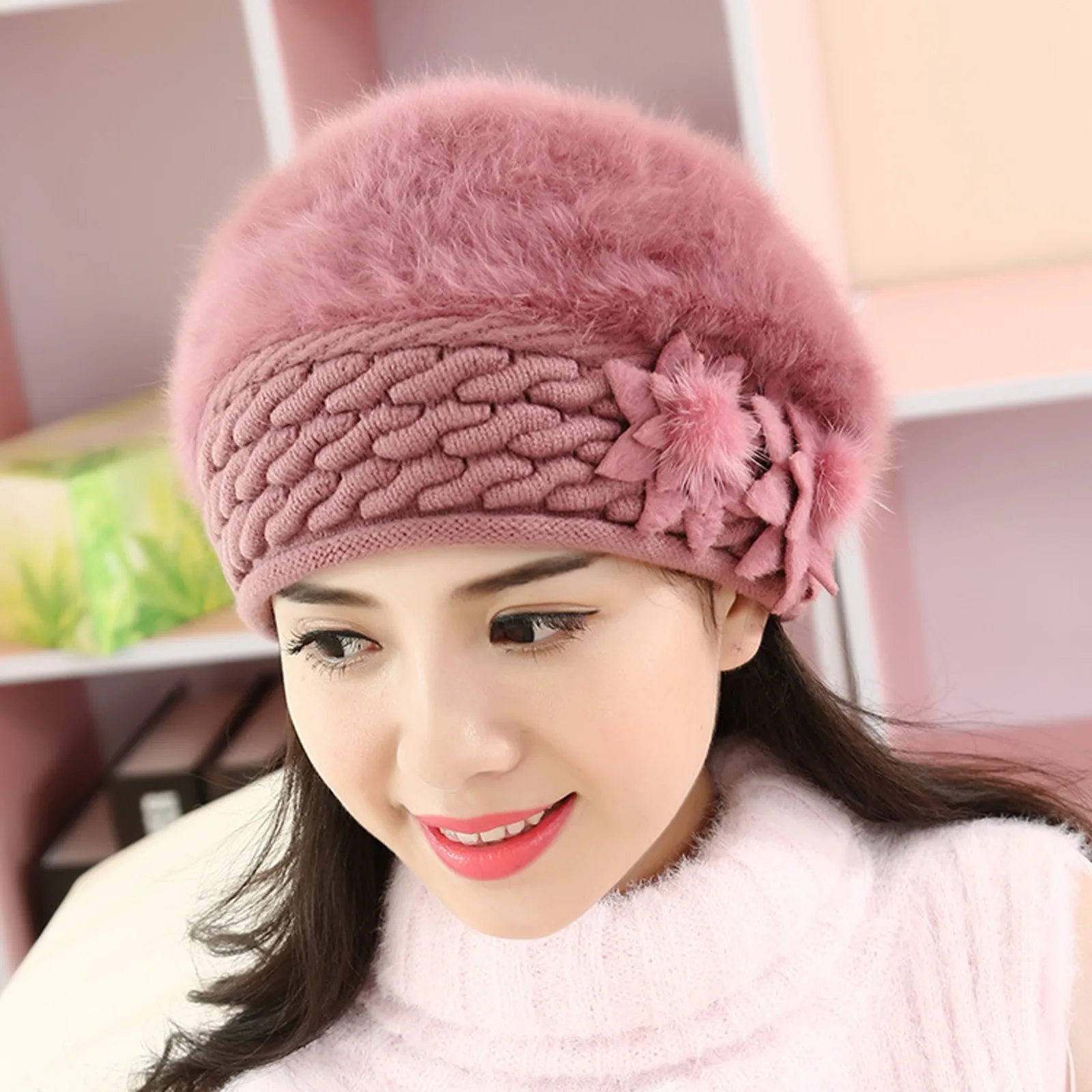 Фото Лидер продаж 2021 Новая женская хлопковая шапка мешковатая зимняя теплая мягкая