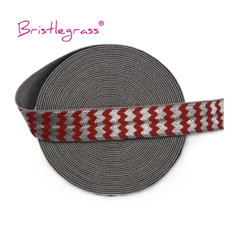 

BRISTLEGRASS 5 Yard 5/8" 15mm Chevron Print Foldover Elastic FOE Spandex Satin Band Hair Tie Headband Tutu Dress DIY Sewing Trim