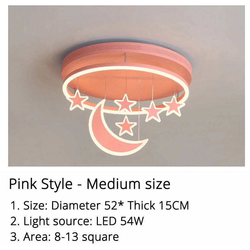pink 52 cm 54w 8003 Акриловый светодиодный светильник-люстра для детской кровати, кабинета, железная основа, кремниевый Диммируемый пульт дистанционного управления, розовый, белый, осветительная лампа - Цвет абажура: pink 52 cm 54w 8003