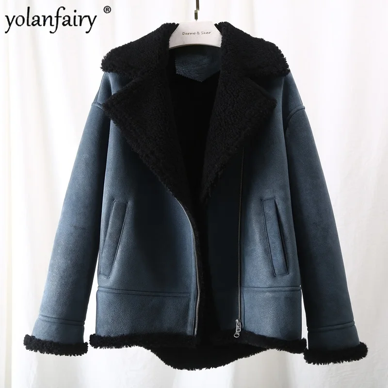 Женская зимняя куртка из натуральной кожи овечьей шерсти мериноса KJ5188|Шубы и