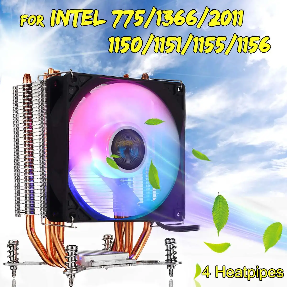S SKYEE 90mm Fan Cooling with RGB Light 4 Heatpipes CPU Cooler Heatsink Radiator for Intel LGA 775/1150/1151/1155/1156/1366/2011 |
