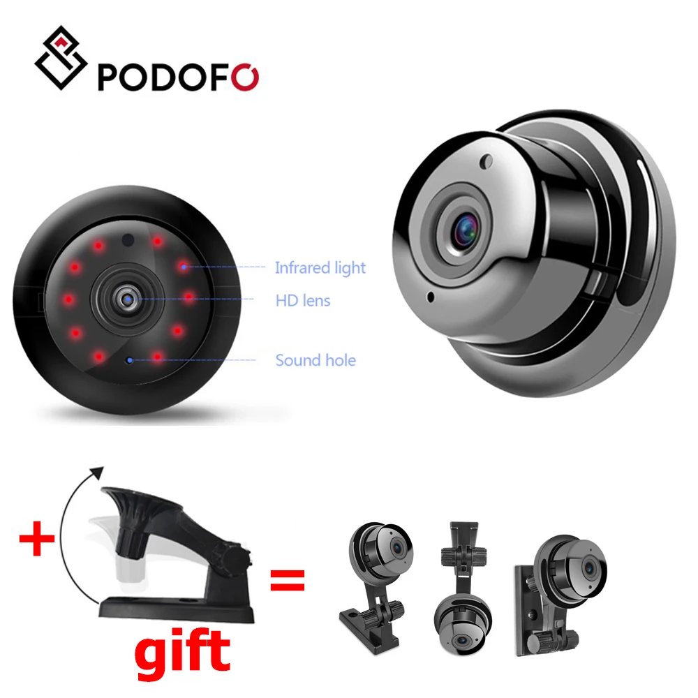 Беспроводная мини камера видеонаблюдения Podofo 1080P Wi Fi IP инфракрасное ночное