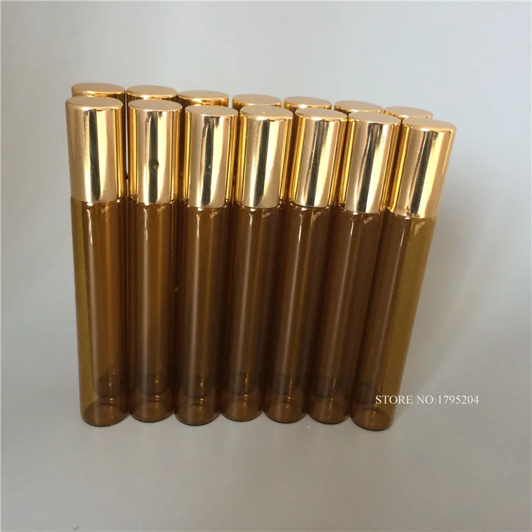 

30pcs 10ml (1/3oz) Amber Essential Oils Bottle Glass Roll On bottle Eye Masssge Stainless Steel Roller Ball Free Shipping