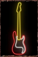 bass guitar neon sign metal sign tin sign tin plates wall decor room decoration retro vintage for club man cave cafe pub home